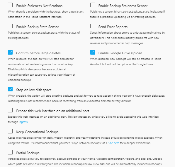 Opciones en Google Cloud Drive
