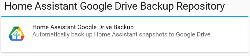 Repositorio de Google Drive Backup para Home Assistant